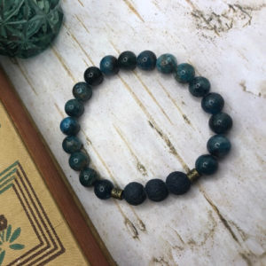 Apatite bracelet with lava beads