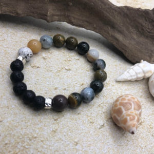 Ocean Jasper bracelet with lava beads